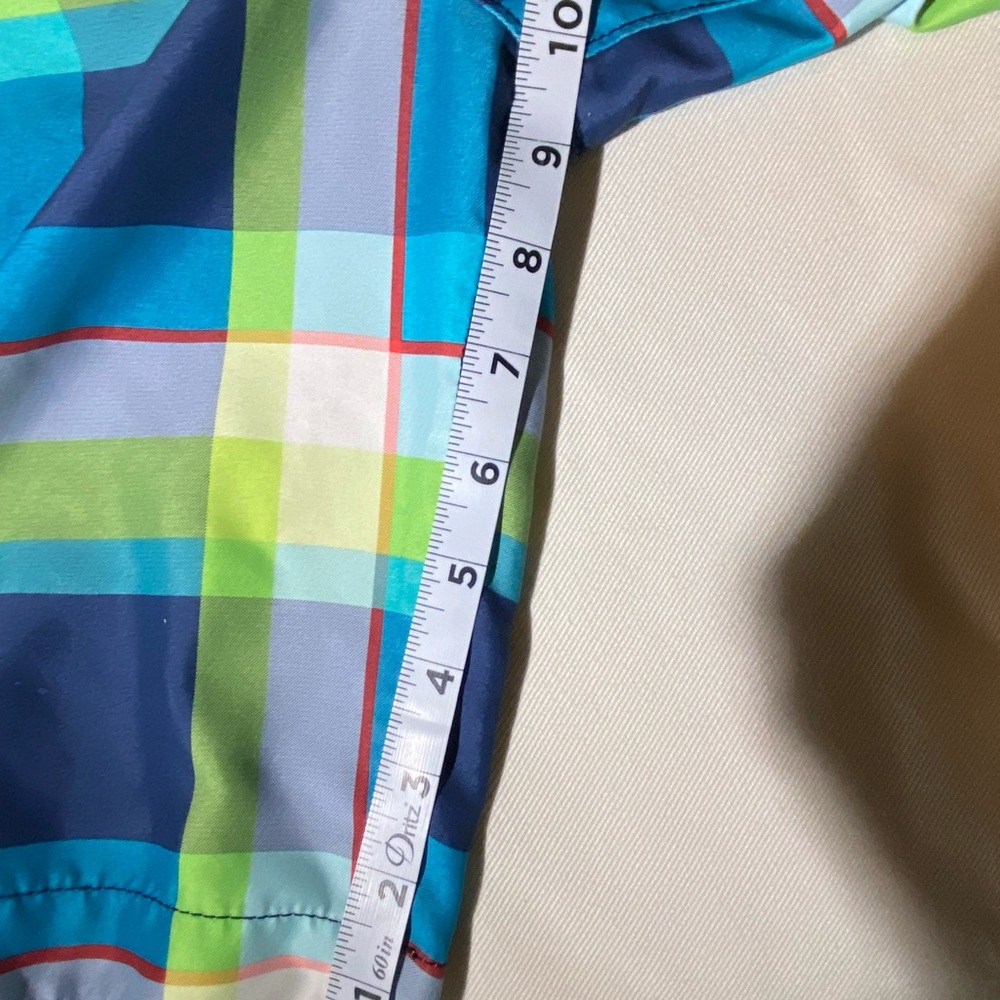 Hollister Boardshorts Swim Trunks Men's Size Large Blue Neon Green Plaid Unlined - Picture 11 of 12